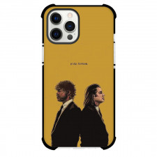 Pulp Fiction Phone Case For iPhone and Samsung Galaxy Devices - Pulp Fiction Vincent Vega And Jules Winnfield Illustration Art On Orange Background