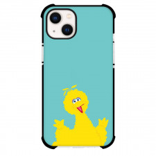 Sesame Street Big Bird Phone Case For iPhone and Samsung Galaxy Devices - Sesame Street Big Bird Happy Face On Cyan Background