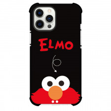 Sesame Street Elmo Phone Case For iPhone and Samsung Galaxy Devices - Sesame Street Elmo Peeping Illustration Art On Black Background
