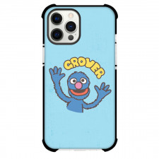 Sesame Street Grover Phone Case For iPhone and Samsung Galaxy Devices - Sesame Street Grover Illustration Art On Blue Background