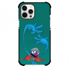 Sesame Street Grover Phone Case For iPhone and Samsung Galaxy Devices - Sesame Street Grover Illustration Art On Cyan Background