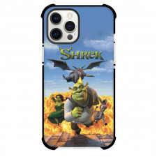 Shrek Phone Case For iPhone Samsung Galaxy Pixel OnePlus Vivo Xiaomi Asus Sony Motorola Nokia - Characters Chase by a Gray Dragon Illustration