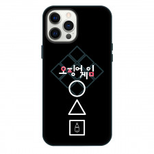 Squid Game 2 Phone Case For iPhone Samsung Galaxy Pixel OnePlus Vivo Xiaomi Asus Sony Motorola Nokia - Squid Game2 Korean Name With Polygons Circle Black Background