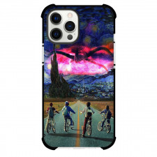 Stranger Things Phone Case For iPhone Samsung Galaxy Pixel OnePlus Vivo Xiaomi Asus Sony Motorola Nokia - Stranger Things Four Children Cycling on the Way with Scary Background