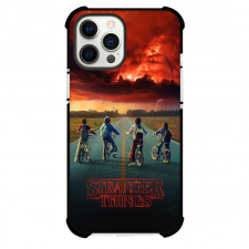 Stranger Things Phone Case For iPhone Samsung Galaxy Pixel OnePlus Vivo Xiaomi Asus Sony Motorola Nokia - Stranger Things Scene Kids Cycling Race with Lightning Strike Background
