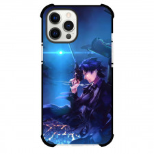 Fate Stay Night Kiritsugu Emiya Phone Case For iPhone Samsung Galaxy Pixel OnePlus Vivo Xiaomi Asus Sony Motorola Nokia - Kiritsugu Emiya Smoking and Carry Pistol on Blue Pattern Background