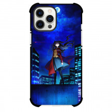 Fate Stay Night Rin Tohsaka Phone Case For iPhone Samsung Galaxy Pixel OnePlus Vivo Xiaomi Asus Sony Motorola Nokia - Rin Tohsaka Action Series Scene to Stand on Buildings with Blue Background