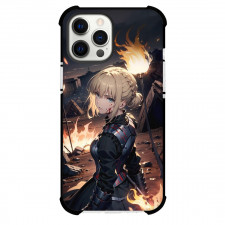 Fate Stay Night Saber Alter Phone Case For iPhone Samsung Galaxy Pixel OnePlus Vivo Xiaomi Asus Sony Motorola Nokia - Saber Alter Blood on Face and Fire on Road Background