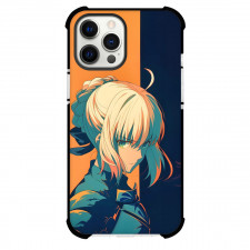 Fate Stay Night Saber Alter Phone Case For iPhone Samsung Galaxy Pixel OnePlus Vivo Xiaomi Asus Sony Motorola Nokia - Saber Alter Illustration Art and Yellow with Blue Background
