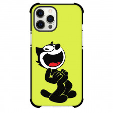 Felix the Cat Phone Case For iPhone Samsung Galaxy Pixel OnePlus Vivo Xiaomi Asus Sony Motorola Nokia - Felix The Cat Laughing Holding Tummy Yellow Green Background