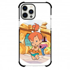 The Flintstones Pebbles Flintstone Phone Case For iPhone Samsung Galaxy Pixel OnePlus Vivo Xiaomi Asus Sony Motorola Nokia - Pebbles Flintstone Standing in Rocks House Background