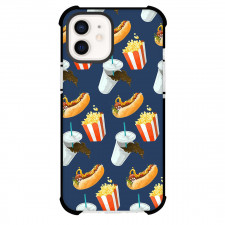 Food Pattern Phone Case For iPhone Samsung Galaxy Pixel OnePlus Vivo Xiaomi Asus Sony Motorola Nokia - American Junk Food Pattern Art on Blue Background