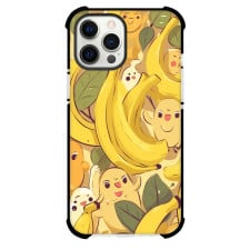 Food Banana Phone Case For iPhone and Samsung Galaxy Devices - Banana Doodle On Rust Brown Background