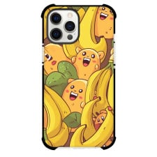 Food Banana Phone Case For iPhone and Samsung Galaxy Devices - Banana Doodle On Brown Background