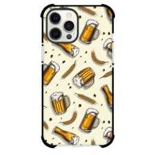 Food Beer Phone Case For iPhone and Samsung Galaxy Devices - Beer Pattern On Off White Background