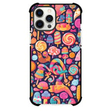 Food Candy Phone Case For iPhone and Samsung Galaxy Devices - Candy Doodle On Dark Indigo Background