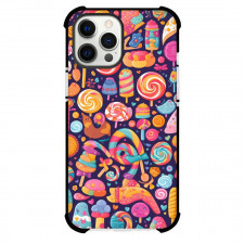 Food Candy Phone Case For iPhone and Samsung Galaxy Devices - Candy Doodle On Dark Indigo Background