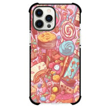 Food Candy Phone Case For iPhone and Samsung Galaxy Devices - Candy Doodle On Pale Pink Background