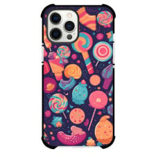 Food Candy Phone Case For iPhone and Samsung Galaxy Devices - Candy Pattern On Dark Indigo Background