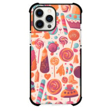 Food Candy Phone Case For iPhone and Samsung Galaxy Devices - Candy Pattern On Pale Peach Background