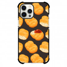 Food Pattern Phone Case For iPhone Samsung Galaxy Pixel OnePlus Vivo Xiaomi Asus Sony Motorola Nokia - Chicken Nugget Vector Pattern Art On Black Background