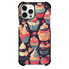 Food Cupcake Phone Case For iPhone and Samsung Galaxy Devices - Cupcake Pattern On Dark Violet Background