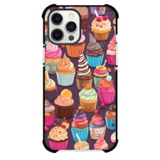 Food Cupcake Phone Case For iPhone and Samsung Galaxy Devices - Cupcake Pattern On Deep Violet Background