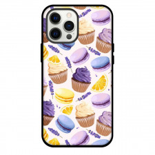 Food Pattern Phone Case For iPhone Samsung Galaxy Pixel OnePlus Vivo Xiaomi Asus Sony Motorola Nokia - Cupcake Macaron Pattern Art On Beige Background