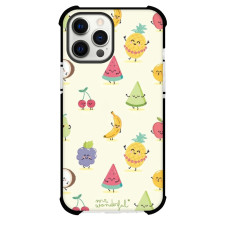 Food Fruits Phone Case For iPhone and Samsung Galaxy Devices - Fruits Slices On Happy Face Pattern On White Background