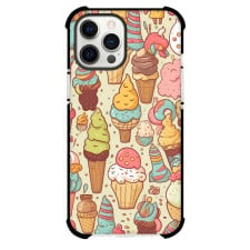 Food Ice Cream Phone Case For iPhone and Samsung Galaxy Devices - Small Ice Cream Doodle On Beige Background