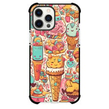 Food Ice Cream Phone Case For iPhone and Samsung Galaxy Devices - Large Ice Cream Doodle On Beige Background