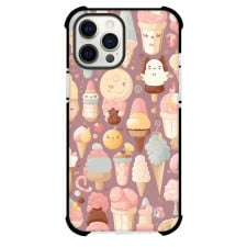 Food Ice Cream Phone Case For iPhone and Samsung Galaxy Devices - Ice Cream Doodle Pattern On Muted Pink Background