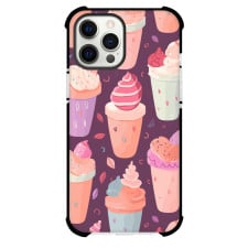 Food Ice Cream Phone Case For iPhone and Samsung Galaxy Devices - Ice Cream Pattern On Dark Magenta Background