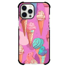 Food Ice Cream Phone Case For iPhone and Samsung Galaxy Devices - Ice Cream Pattern On Pink Background