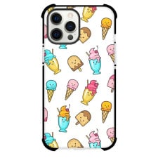 Food Ice Cream Phone Case For iPhone and Samsung Galaxy Devices - Ice Cream Desserts Pattern On White Background