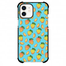 Food Pattern Phone Case For iPhone Samsung Galaxy Pixel OnePlus Vivo Xiaomi Asus Sony Motorola Nokia - Mango Illustration Pattern Art On Cyan Background