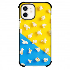 Food Pattern Phone Case For iPhone Samsung Galaxy Pixel OnePlus Vivo Xiaomi Asus Sony Motorola Nokia - Pop Corn Pattern Art On Yellow And Blue Background