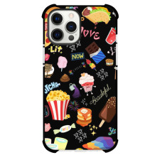 Food Snacks Phone Case For iPhone and Samsung Galaxy Devices - Snack Pattern On Black Background
