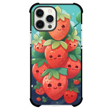 Food Strawberry Phone Case For iPhone and Samsung Galaxy Devices - Strawberry Cute Doodle On Aqua Background