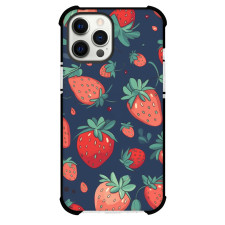 Food Strawberry Phone Case For iPhone and Samsung Galaxy Devices - Strawberry Doodle Pattern On Navy Background