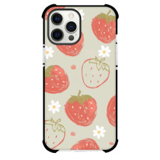Food Strawberry Phone Case For iPhone and Samsung Galaxy Devices - Strawberry Sketched Pattern On Beige Background