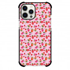 Food Strawberry Phone Case For iPhone and Samsung Galaxy Devices - Strawberry Small Pattern On Pink Background