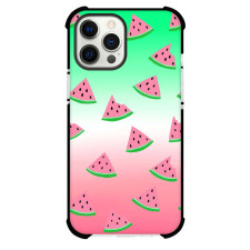 Food Watermelon Phone Case For iPhone and Samsung Galaxy Devices - Watermelon Slice Pattern On Gradient Red and Green Background