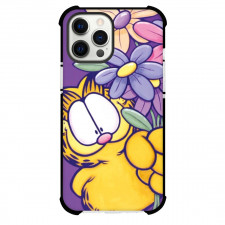 Garfield Phone Case For iPhone Samsung Galaxy Pixel OnePlus Vivo Xiaomi Asus Sony Motorola Nokia - Garfield Holding Daisy Flowers in Purple Background