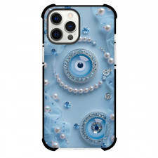 Girlish Phone Case For iPhone Samsung Galaxy Pixel OnePlus Vivo Xiaomi Asus Sony Motorola Nokia - Evil Eye Pearls Blue Background