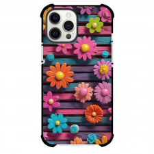 Girlish Phone Case For iPhone Samsung Galaxy Pixel OnePlus Vivo Xiaomi Asus Sony Motorola Nokia - Flowers in Colorful Wood Background