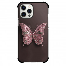 Girlish Phone Case For iPhone Samsung Galaxy Pixel OnePlus Vivo Xiaomi Asus Sony Motorola Nokia - Pink Butterfly with Silver and Diamond