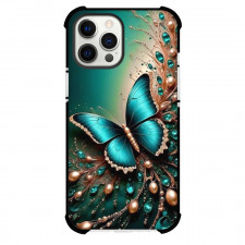 Girlish Phone Case For iPhone Samsung Galaxy Pixel OnePlus Vivo Xiaomi Asus Sony Motorola Nokia - Teal Butterfly with Gemstone