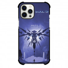 Halo Guardians Phone Case For iPhone And Samsung Galaxy Devices - Halo 5 Guardians Silhouette On Purple Background