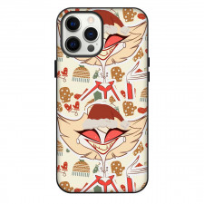 Hazbin Hotel Katie Killjoy Phone Case For iPhone Samsung Galaxy Pixel OnePlus Vivo Xiaomi Asus Sony Motorola Nokia - Katie Killjoy With Christmas Staff Pattern Art On Beige Background